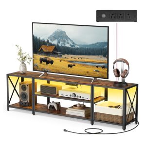 TV Stand with Power Outlets and LED Lights