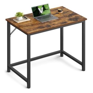 Industrial Brown Slim Computer Desk for Small Space