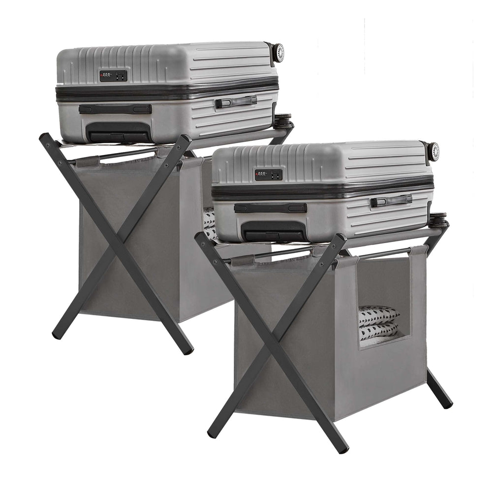 Set of 2 Luggage Racks. with Removable Laundry Bag